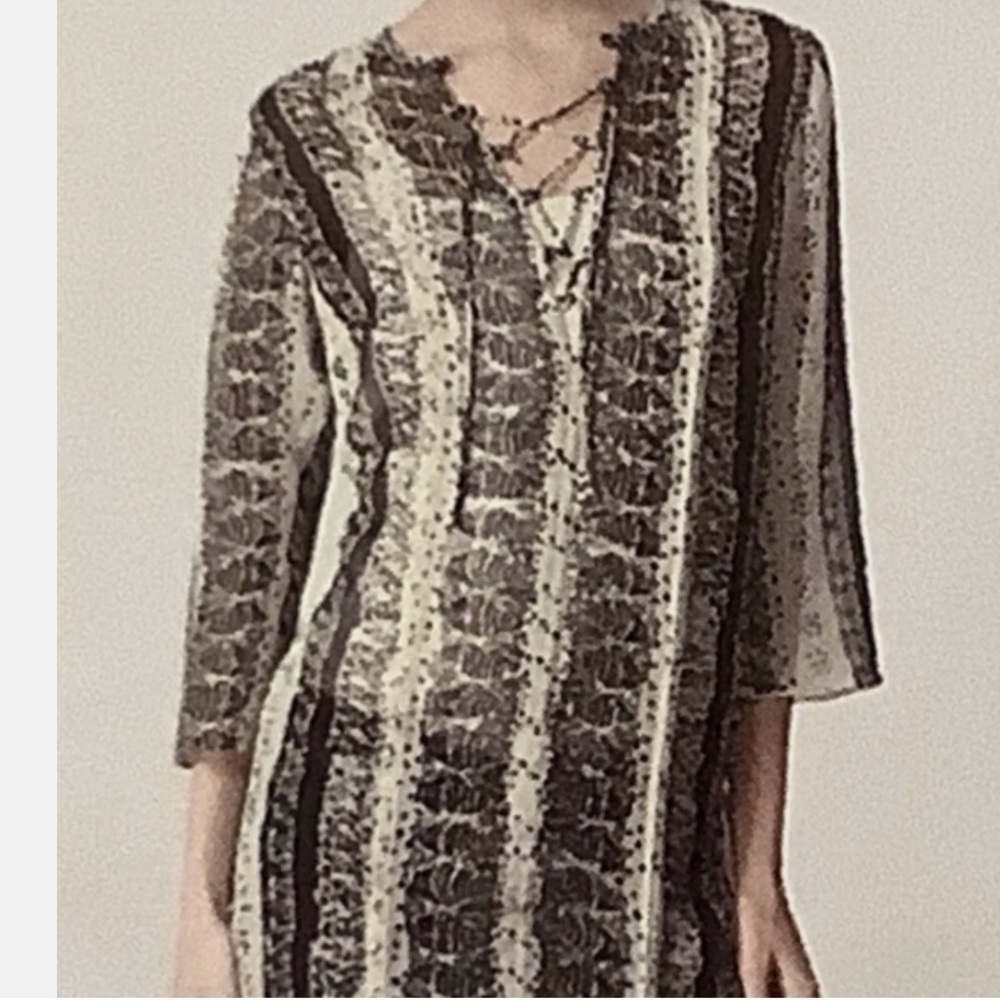 CAbi Beatnik blouse tunic semi sheer boho top